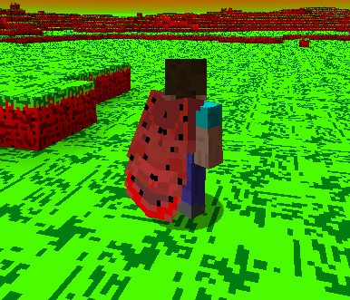 Steve wearing Melon Elytra in the Melon Dimension.